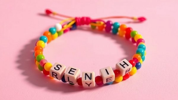 Friendship bracelet symbolizing breakup recovery on pink background.