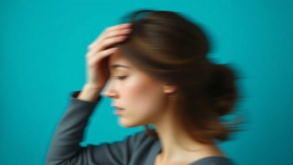 Woman holding head with blurred motion, stress concept.