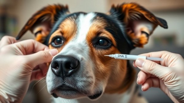 Dog undergoing DNA swab test for tracking in rentals.