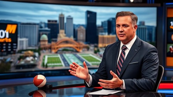 Pittsburgh sports news presenter discussing performance insights on TV.