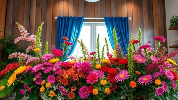 Vibrant display at Flower Lawn and Garden Festival in Shelby MI.