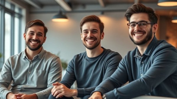 Young men in a modern setting for AI-powered creator monetization platform.