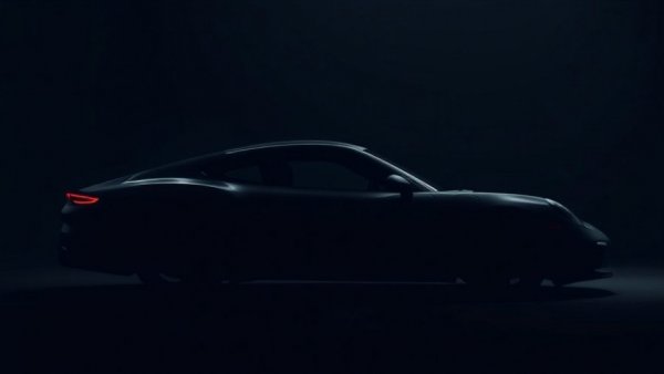 Jensen Interceptor revival silhouette in dark lighting.