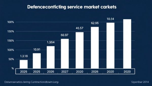 Defense contracting service market growth bar chart showing steady rise from 2025 to 2030.