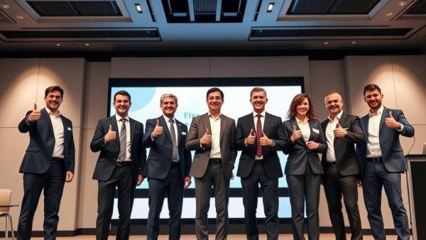 Gasgoo Automotive Brand Marketing Forum, professionals on stage, giving thumbs up.