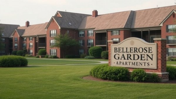 Suburban apartment complex with traditional brick and shingle design for multifamily housing administration.