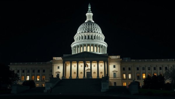 Illuminated Capitol building at night highlighting AI education for small businesses.