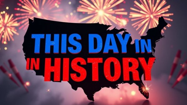 Patriotic theme with map, stars, and 'This Day in History' text.