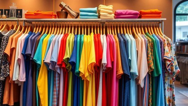 Organized clothing rack showcasing excess inventory management solutions.