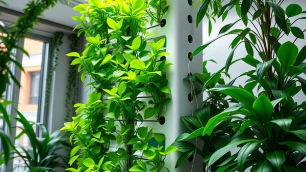 Vertical garden system showing modern hydroponic farming, related to Michigan agriculture grants.