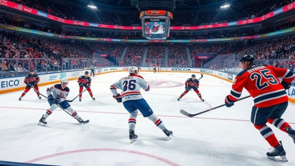 Edmonton Oilers vs. New Jersey Devils intense hockey action on ice.