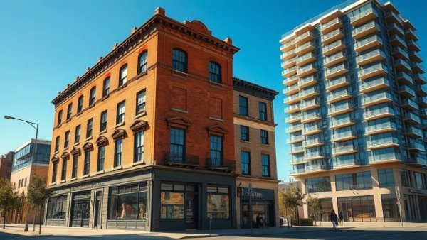 Red-brick building in Bay City development area 2026.