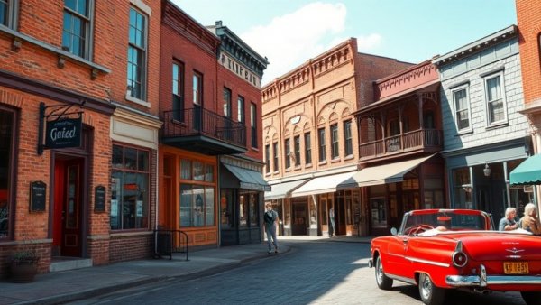 Historic downtown street in Michigan with a classic Americana vibe.