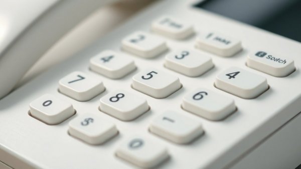 Close-up of a modern white telephone keypad, symbolizing first international phone line in Detroit.