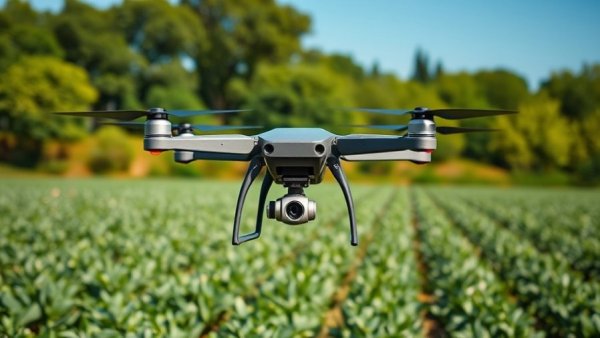 Drone surveying farmland for regenerative agriculture in Michigan.