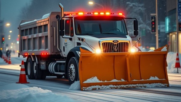 Snow removal services preparing in Muskegon for a winter storm.