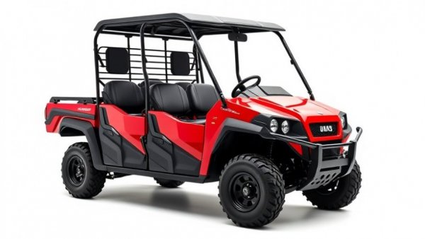 Sleek Workman LTX utility vehicle introduction with red and black design.