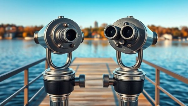 Binoculars on Michigan pier for infrastructure funding bill view