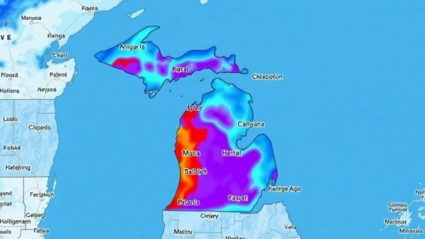 Michigan weather map showing extreme cold warning zones.