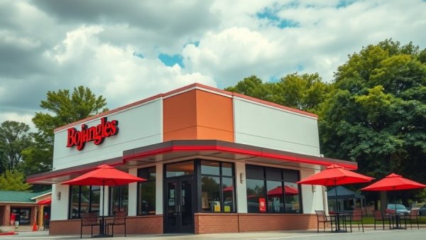 Bojangles opening in Michigan fast-food restaurant exterior.