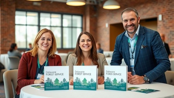 Friendly individuals at Delaware Arborist Tree Care Seminar 2026 table.