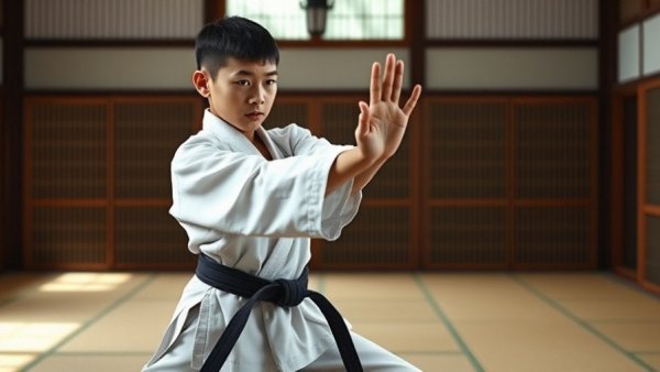 Shotokan karate training regime in traditional dojo setting