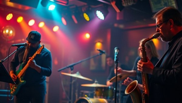 Backstage Jazz Small Groups performing in a vibrant dimly lit setting