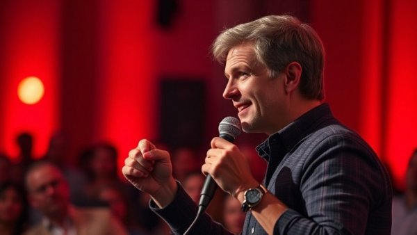 Confident speaker discussing real estate investment strategies on stage.