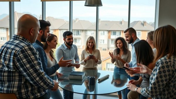 Team engaged in AI-driven business transformation meeting in modern office.