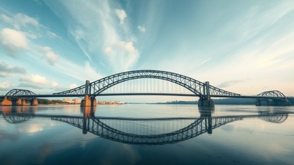 Iconic bridge over a Michigan river, symbolizing Canadian travel.