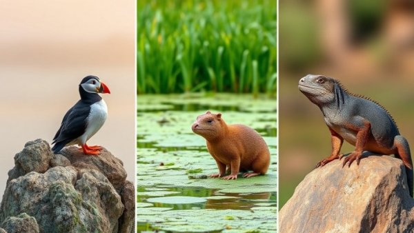 Lenten food alternatives visualized with puffins, capybara, and iguana.