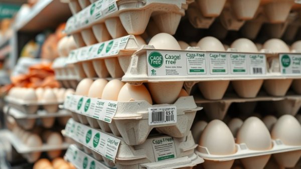 Cage-free egg cartons illustrating Michigan cage-free egg law.