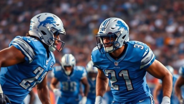 Detroit Lions offensive line in action during a game