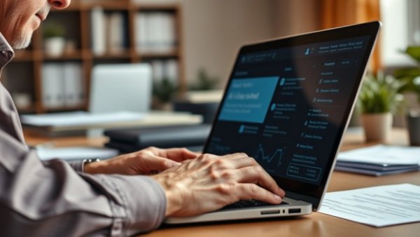 AI usage in workplaces: person interacting with AI interface on laptop.