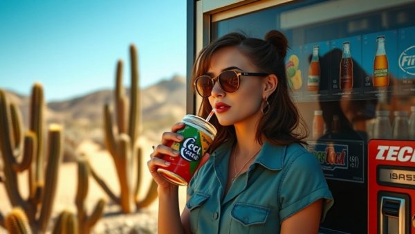 Woman in denim shorts using vending machine, AI Use Cases