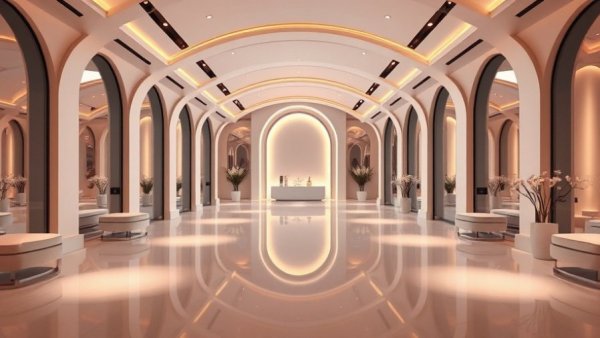 Modern wellness studio in Ann Arbor with ambient lighting and mirrors.