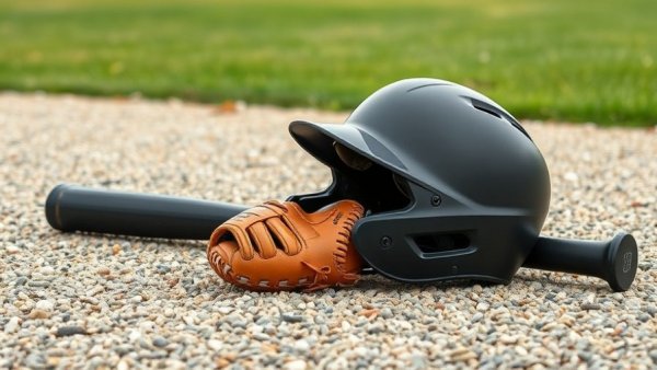 New York Yankees equipment with glove, helmet, and bat on gravel.