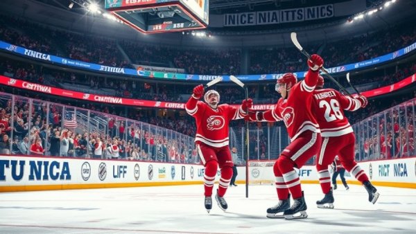 Red Wings players celebrating a goal, showcasing mental fortitude growth.