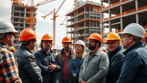 Group learning about real estate development education on site.