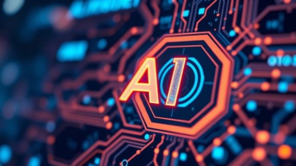 Futuristic interface illustrating AI adoption in business.