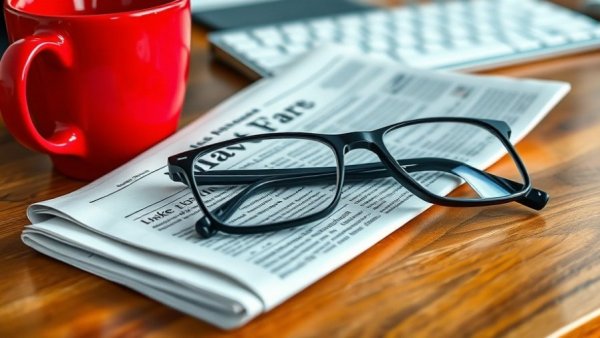 Press release concept with newspaper, coffee, and glasses symbolizing federal contract discovery for small businesses.