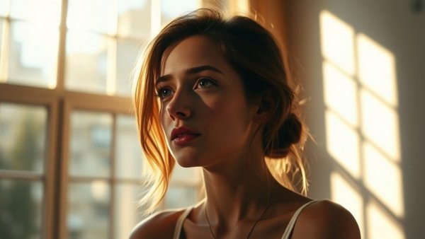 Young woman contemplating impacts of Trump travel ban on international students.