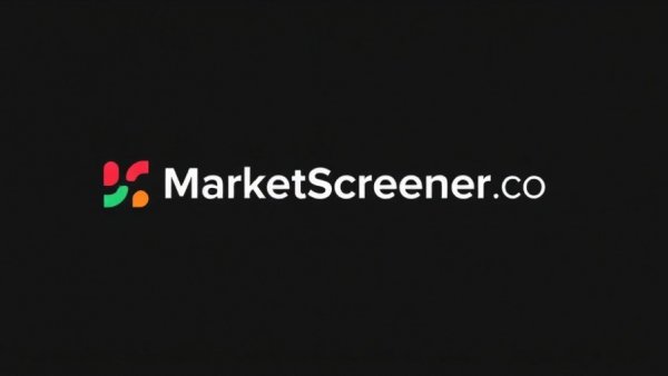 Minimalistic MarketScreener.com logo with abstract design on black.