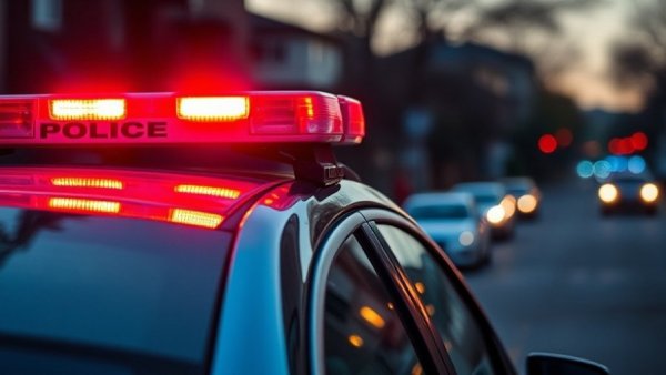 Flashing police lights during Kalamazoo shooting response.