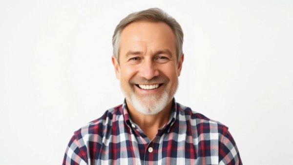 Friendly middle-aged man smiling in a checkered shirt.