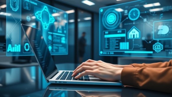 Hands interacting with a unified digital platform for real estate professionals.