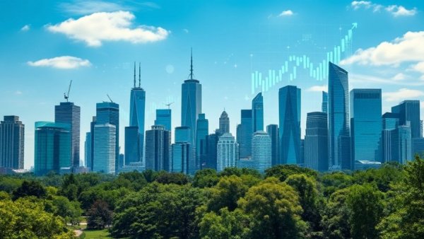 Futuristic cityscape with digital data overlay, rental property oversight services.