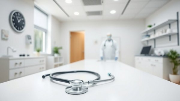 Modern doctor's office with stethoscope on desk, highlighting Michigan hospitals ranked top 100 in U.S.