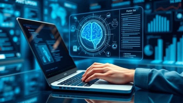 Digital platform showcasing AI and data analytics interface