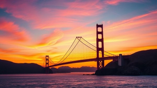 Stunning shot of the Golden Gate Bridge during sunset
